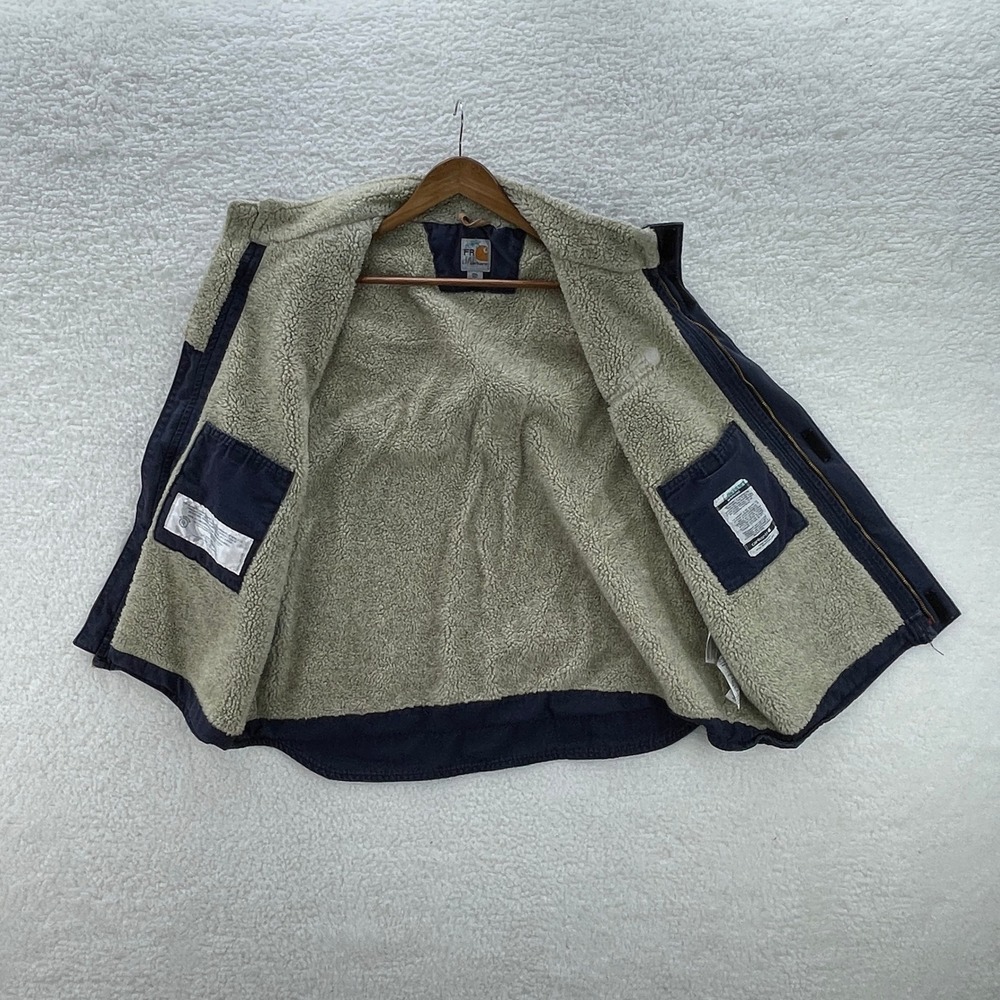 Vintage Carhartt Vest Mens 2XL Tall Blue Sherpa Lined FR Flame Resistant Cat 4 - Picture 2 of 13